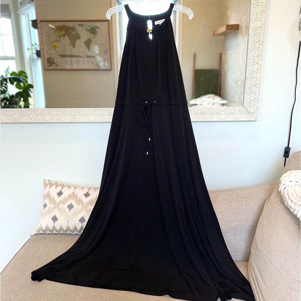 Calvin Klein Gold & Black Sleeveless Maxi Dress - Size M